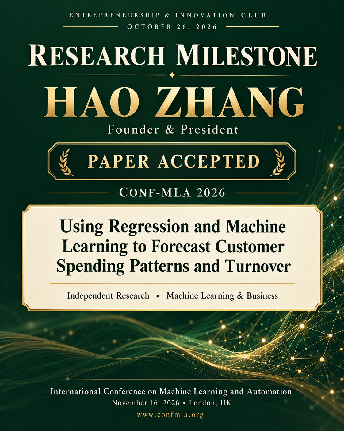 CONF-MLA 2026 — Research Paper Accepted 